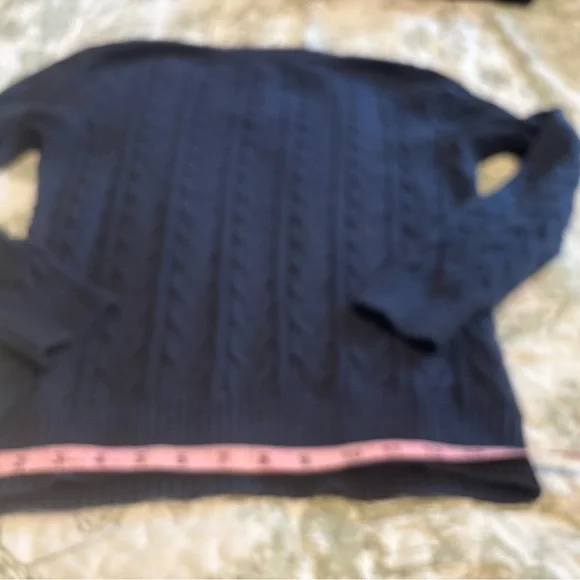Croft & Barrow sz S Navy Blue V-Neck Sweater cable knit cotton layering preppy - Picture 14 of 15